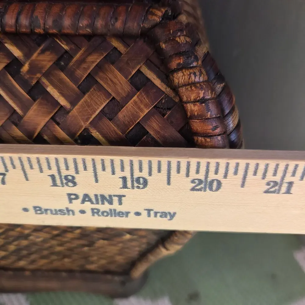 Vtg Wicker Bamboo Wood Storage Trunk Chest Basket Boho Coastal Decor Beach House